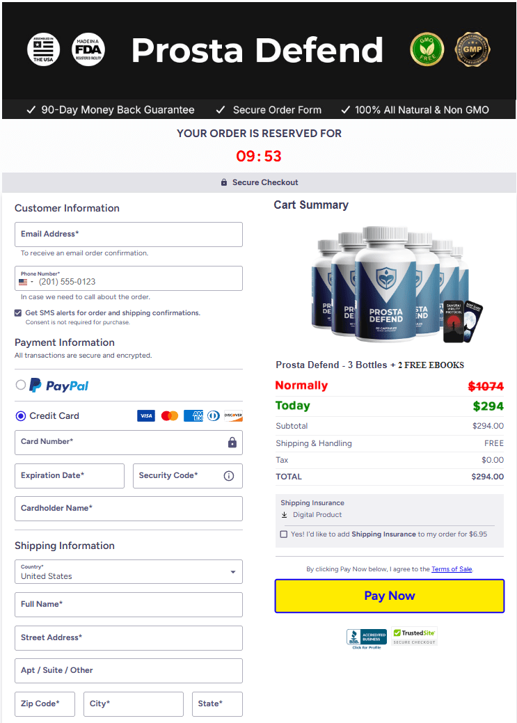 ProstaDefend order page